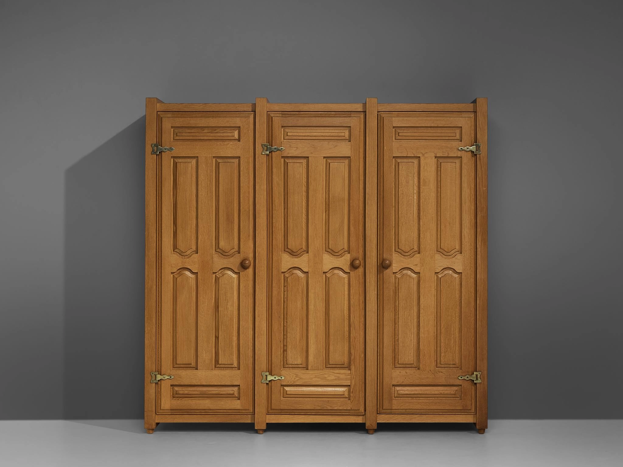 Guillerme & Chambron Highboard in Oak and Brass