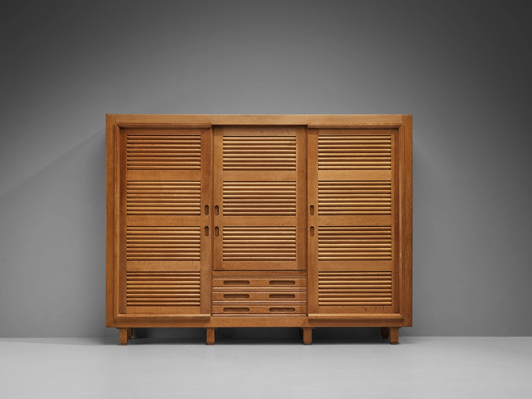 Guillerme & Chambron Highboard in Oak with Carved Doors