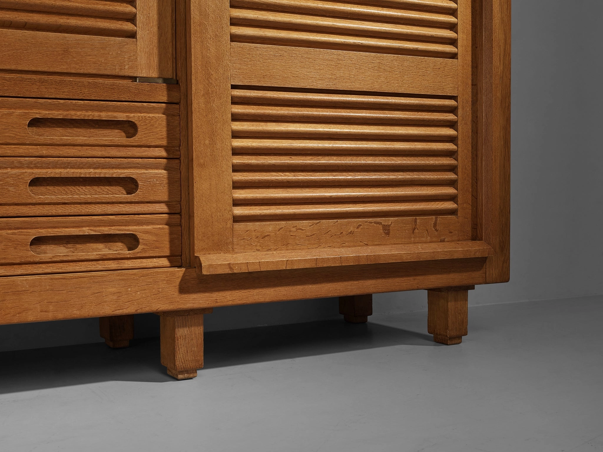 Guillerme & Chambron Highboard in Oak with Carved Doors
