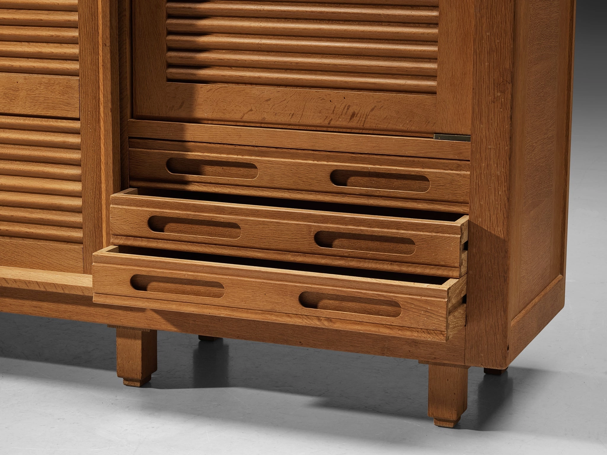 Guillerme & Chambron Highboard in Oak with Carved Doors
