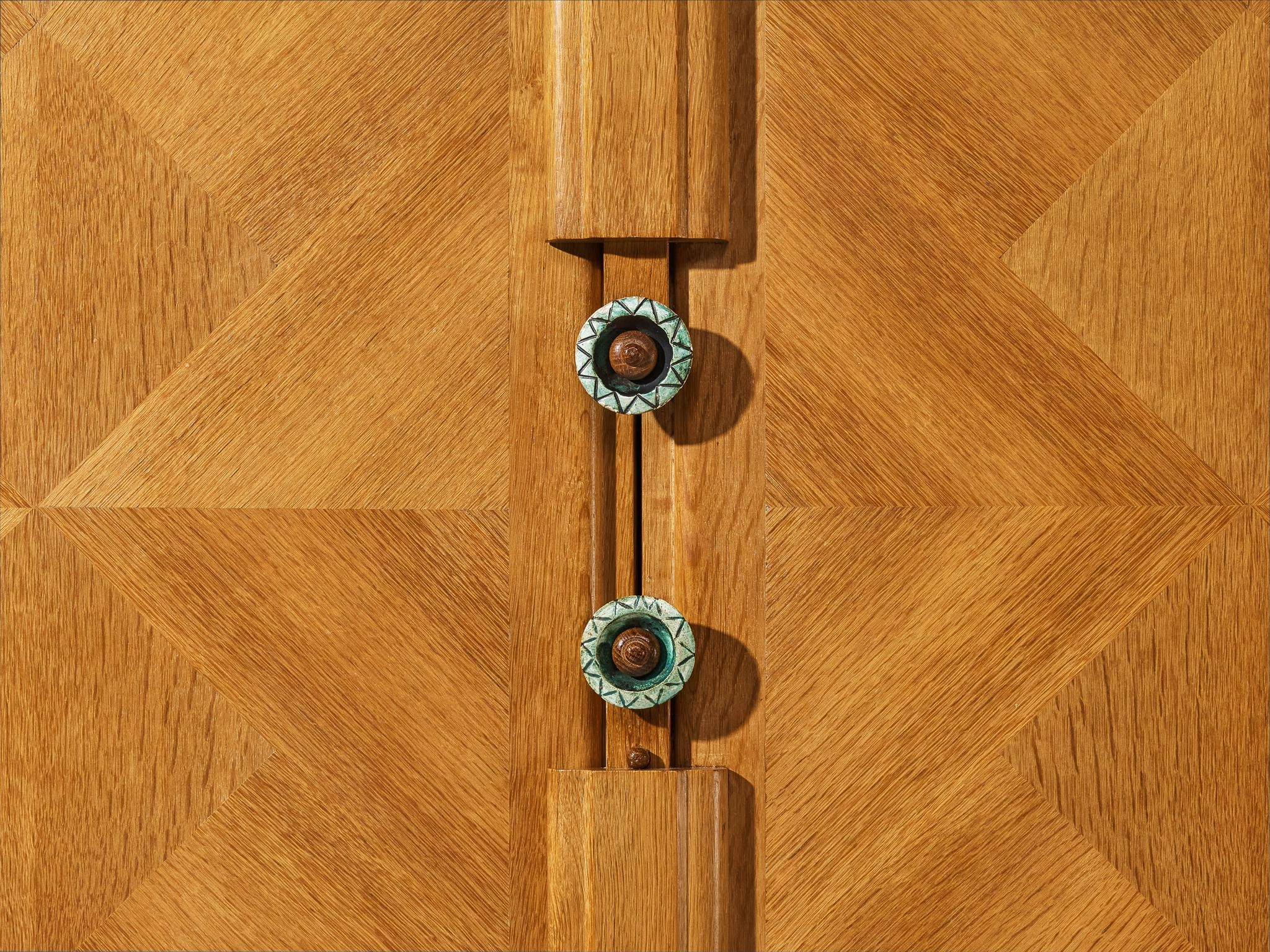Guillerme & Chambron Highboard in Oak with Ceramic Handles