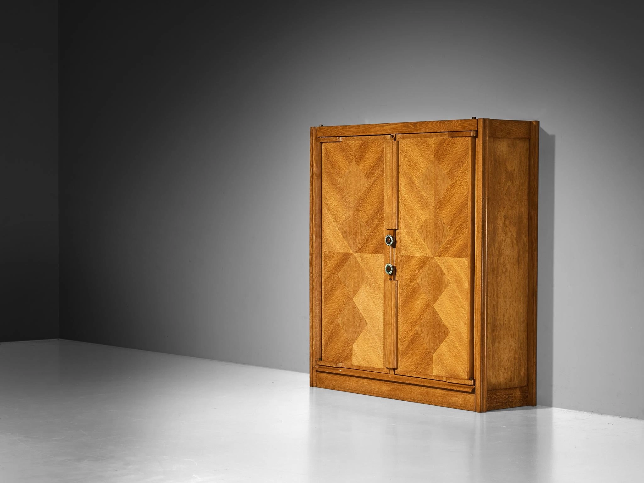 Guillerme & Chambron Highboard in Oak with Ceramic Handles