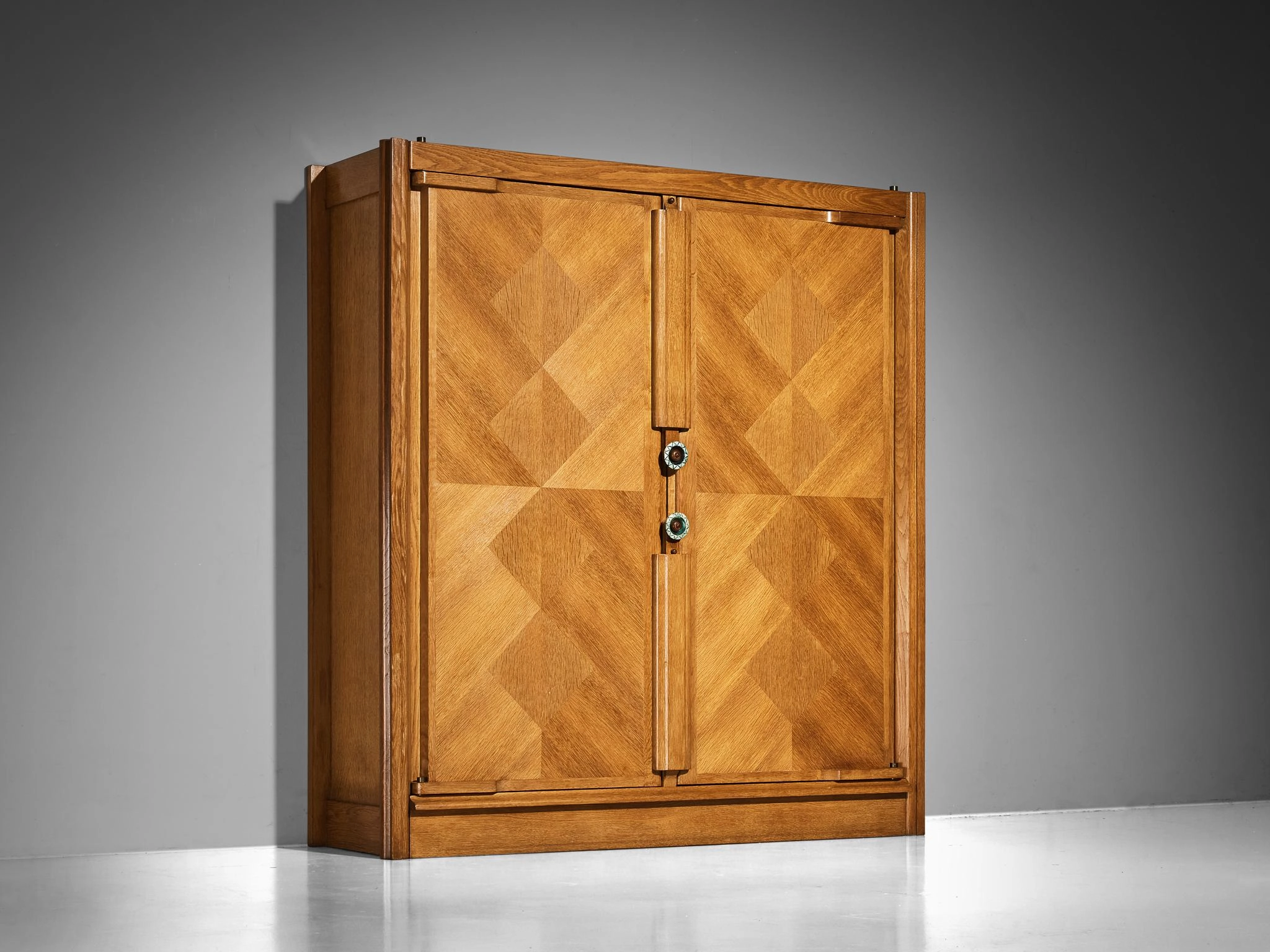 Guillerme & Chambron Highboard in Oak with Ceramic Handles