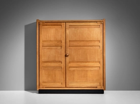 Guillerme & Chambron Large Cabinet or Wardrobe in Solid Oak storage cabinet,organizer,furniture storage