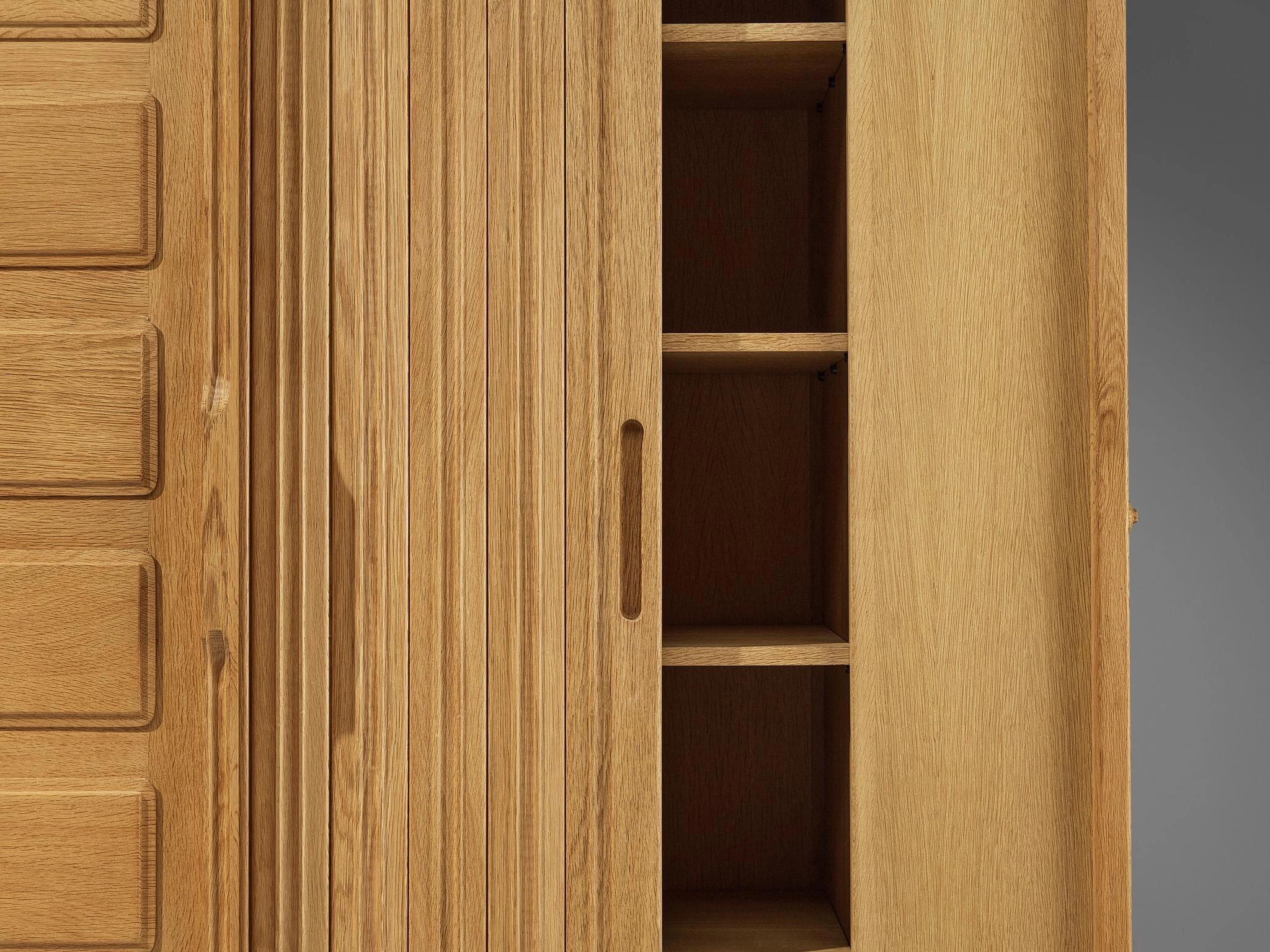 Guillerme & Chambron Large Highboard in Oak with Carved Doors
