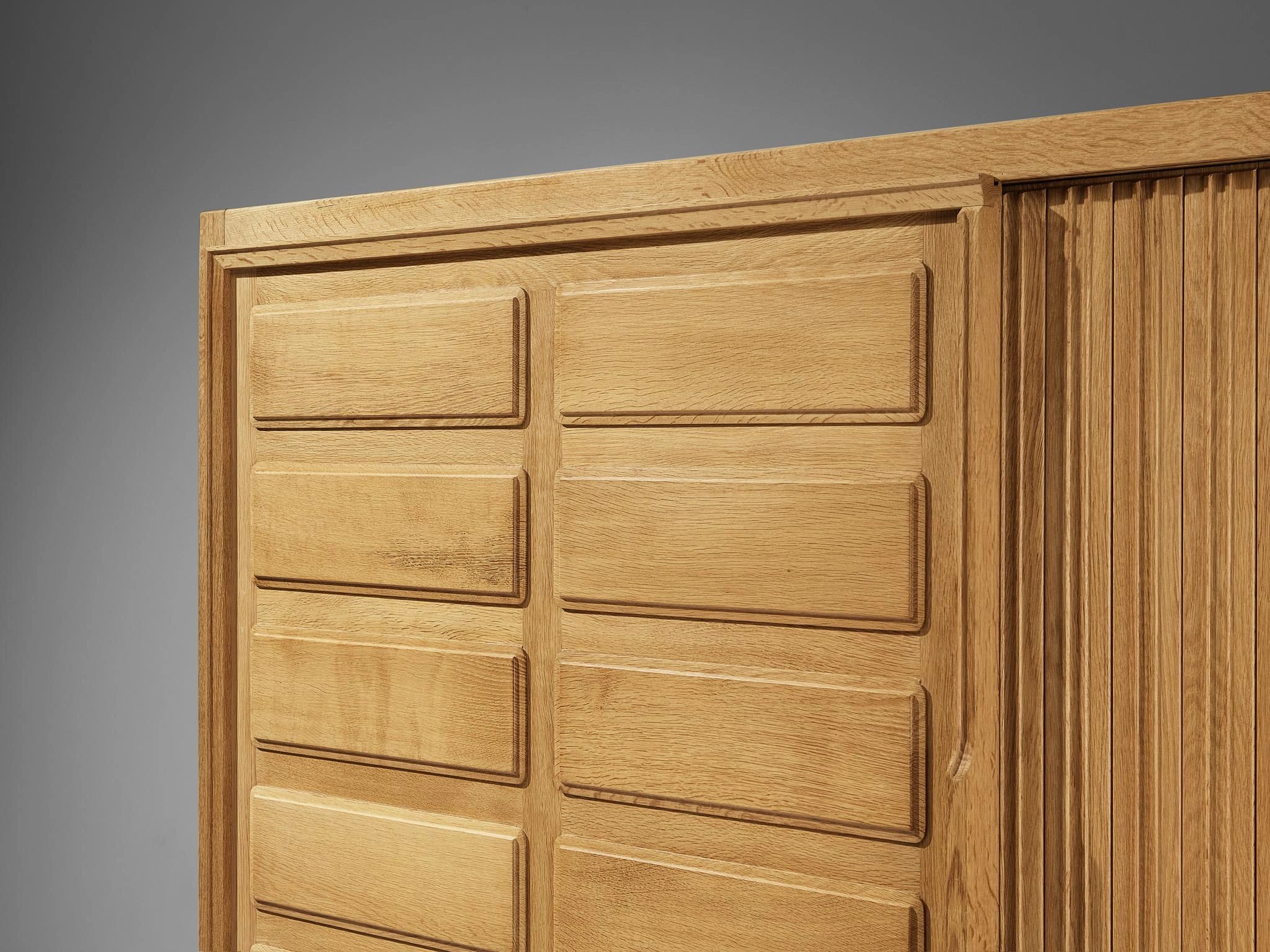 Guillerme & Chambron Large Highboard in Oak with Carved Doors