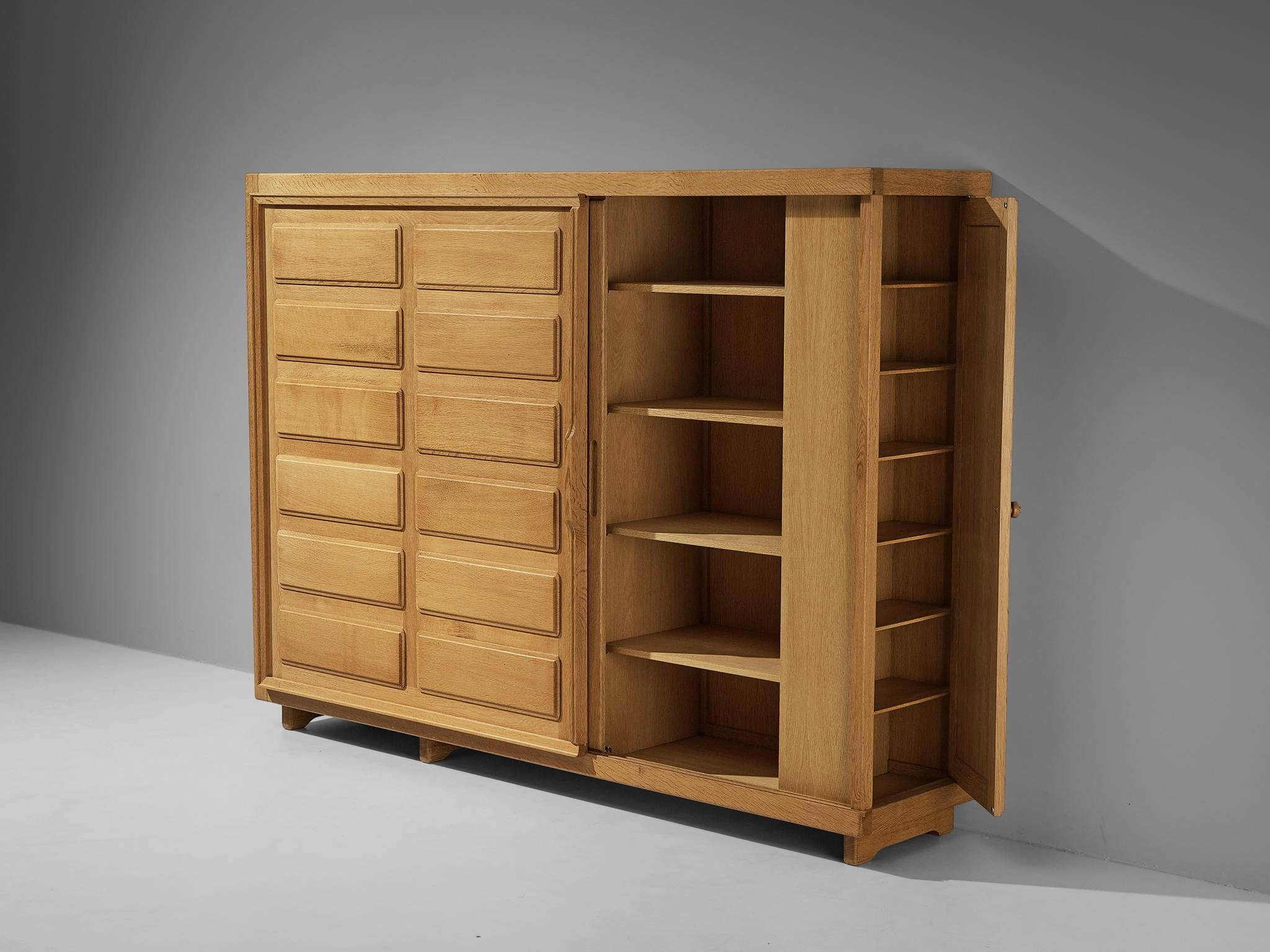 Guillerme & Chambron Large Highboard in Oak with Carved Doors