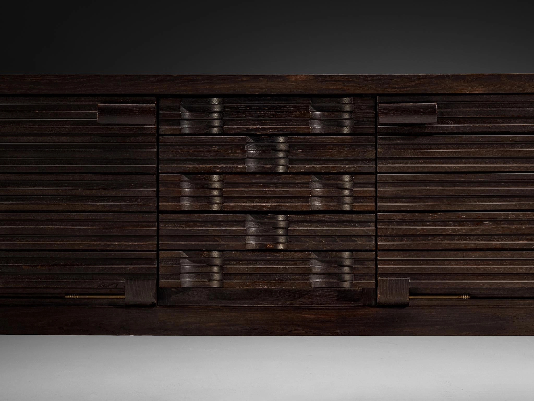 Guillerme & Chambron Sideboard in Black Lacquered Oak