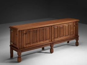 Guillerme & Chambron Sideboard in Oak and Brass storage cabinet,organizer,furniture storage