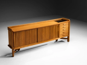 Guillerme & Chambron Sideboard in Solid Oak and Ceramic storage cabinet,organizer,furniture storage