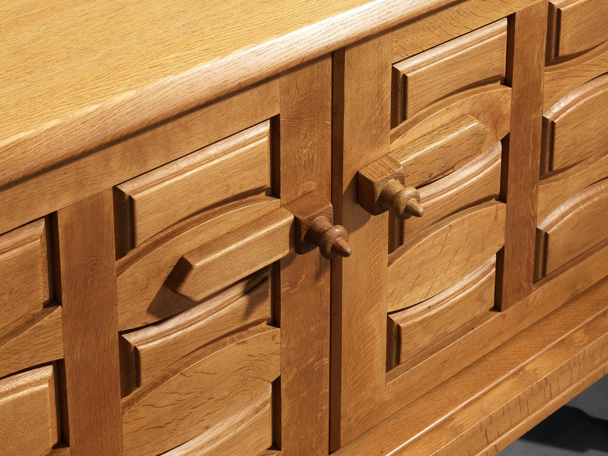 Guillerme & Chambron Sideboard in Solid Oak and White Ceramic