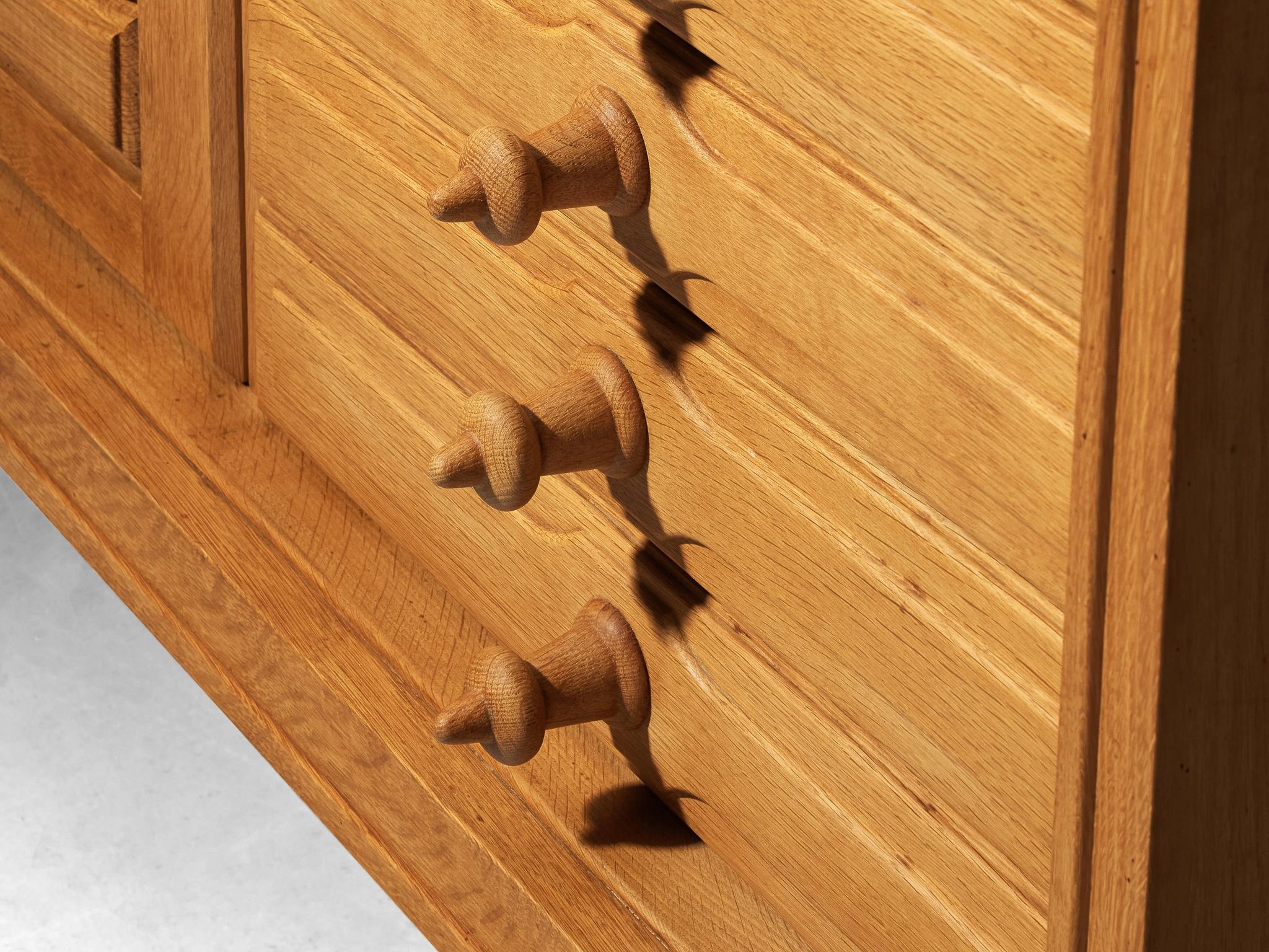 Guillerme & Chambron Sideboard in Solid Oak and White Ceramic