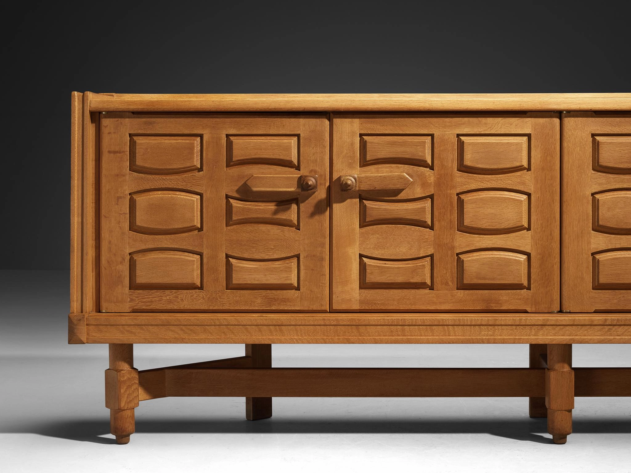 Guillerme & Chambron Sideboard in Solid Oak and White Ceramic