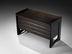 Guillerme & Chambron Trunk or Side Bench in Black Oak storage cabinet,organizer,furniture storage