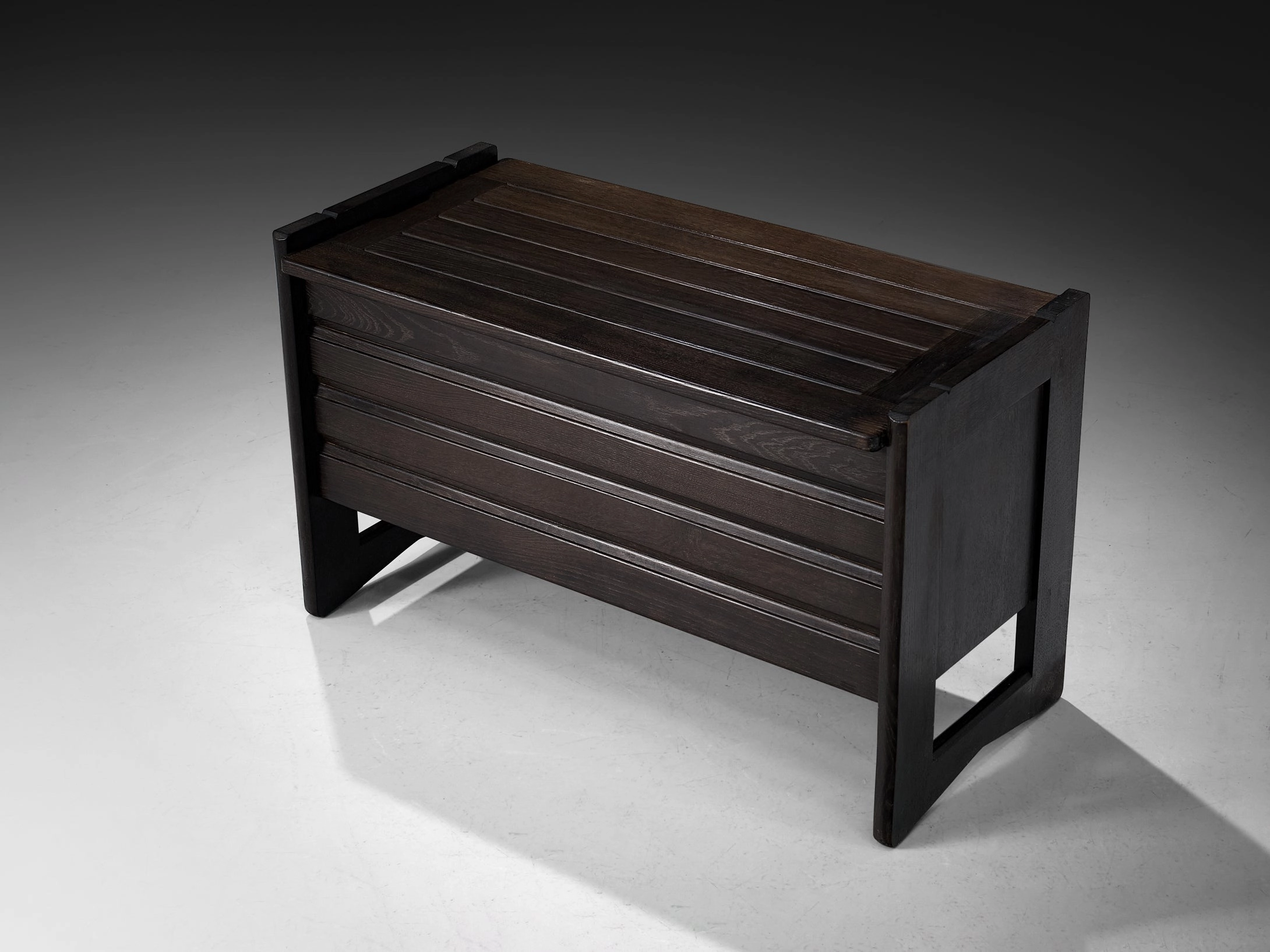 Guillerme & Chambron Trunk or Side Bench in Black Oak storage cabinet,organizer,furniture storage