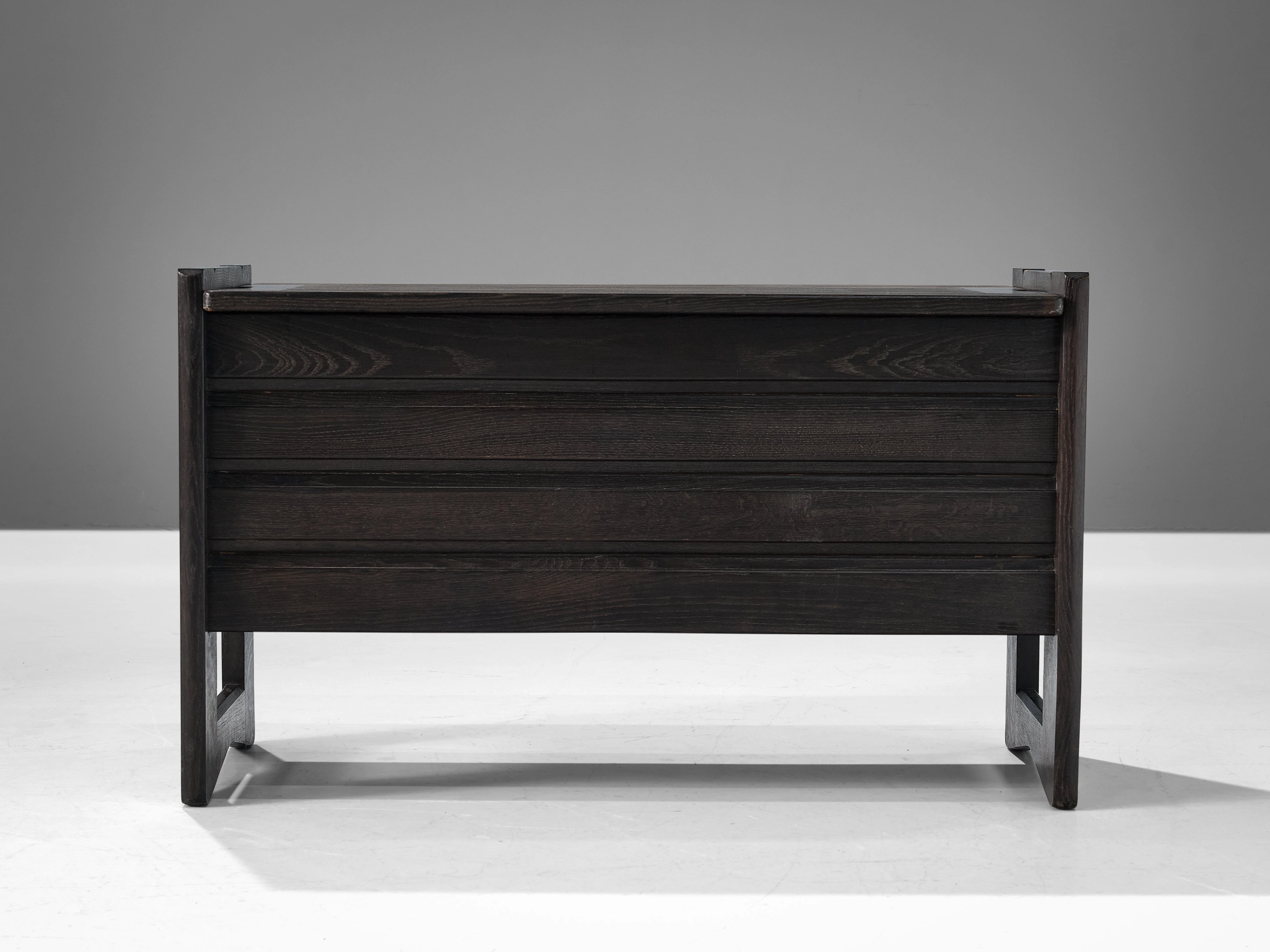 Guillerme & Chambron Trunk or Side Bench in Black Oak storage cabinet,organizer,furniture storage