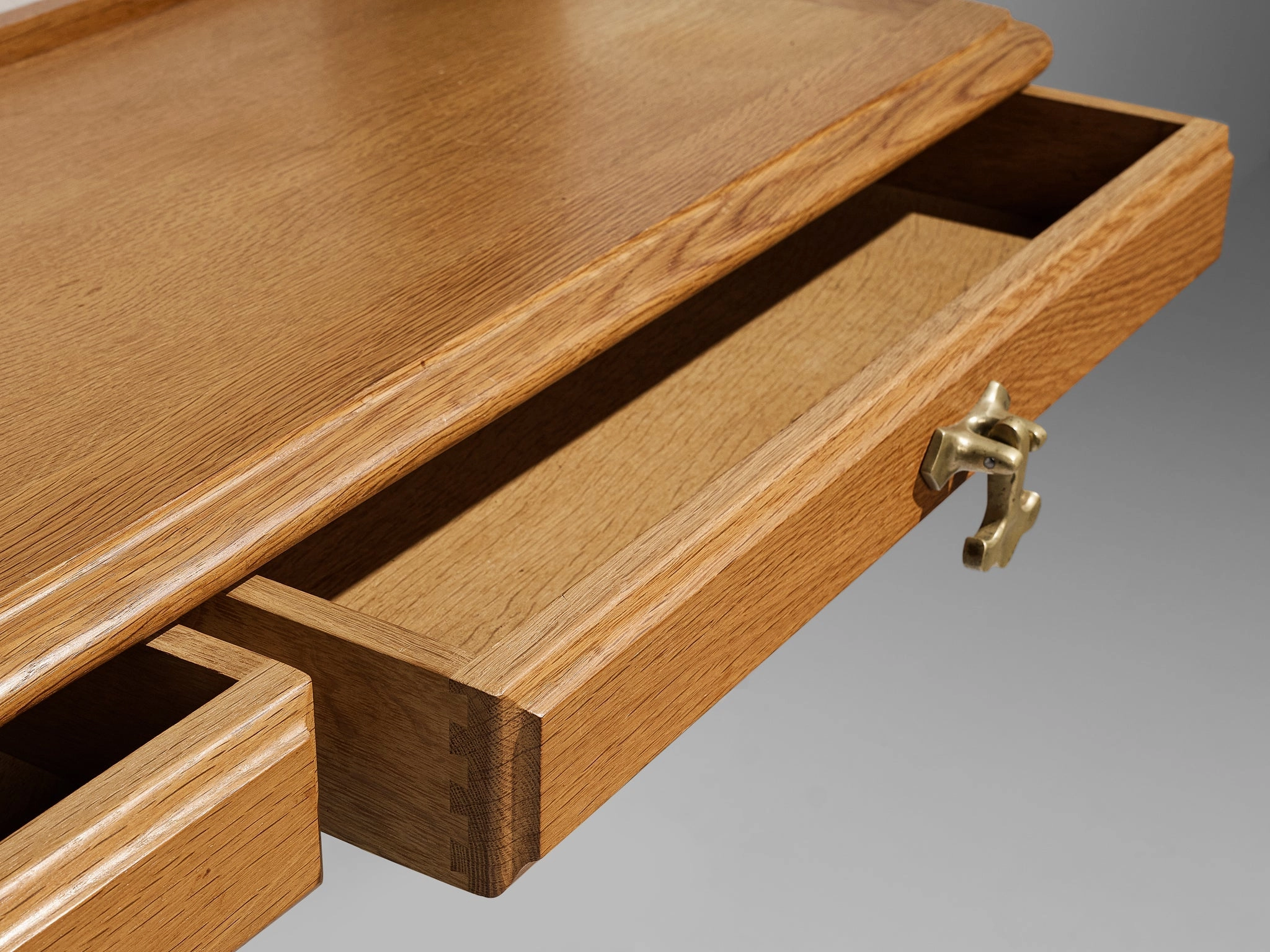 Guillerme & Chambron Wall-Mounted Shelf with Drawers in Solid Oak