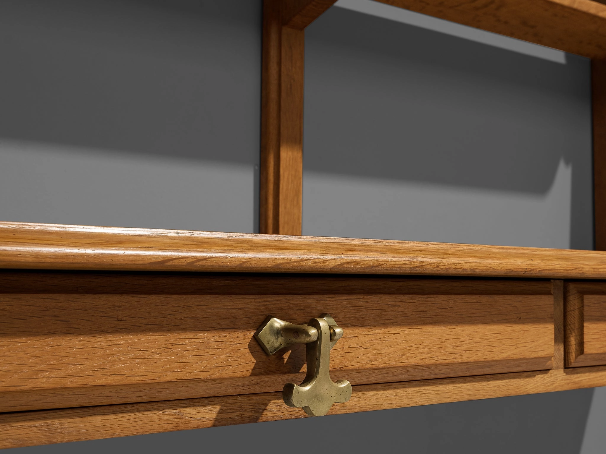 Guillerme & Chambron Wall-Mounted Shelf with Drawers in Solid Oak