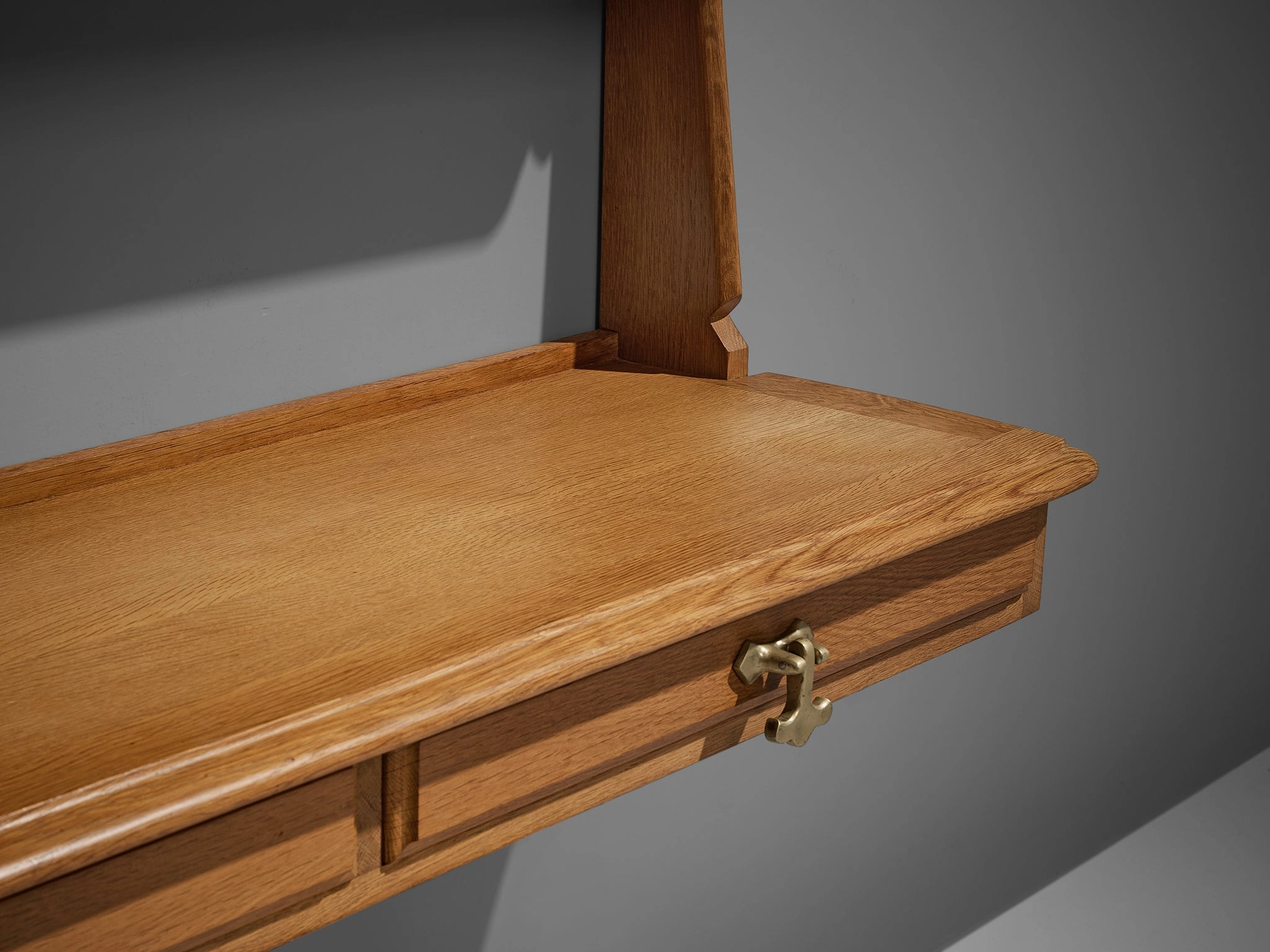 Guillerme & Chambron Wall-Mounted Shelf with Drawers in Solid Oak