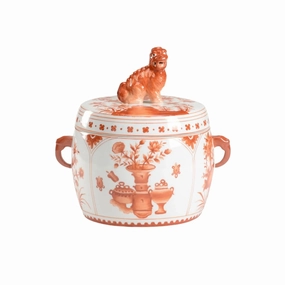 Hand Painted Orange and White Covered Porcelain Jar vase,flower vase,home decoration