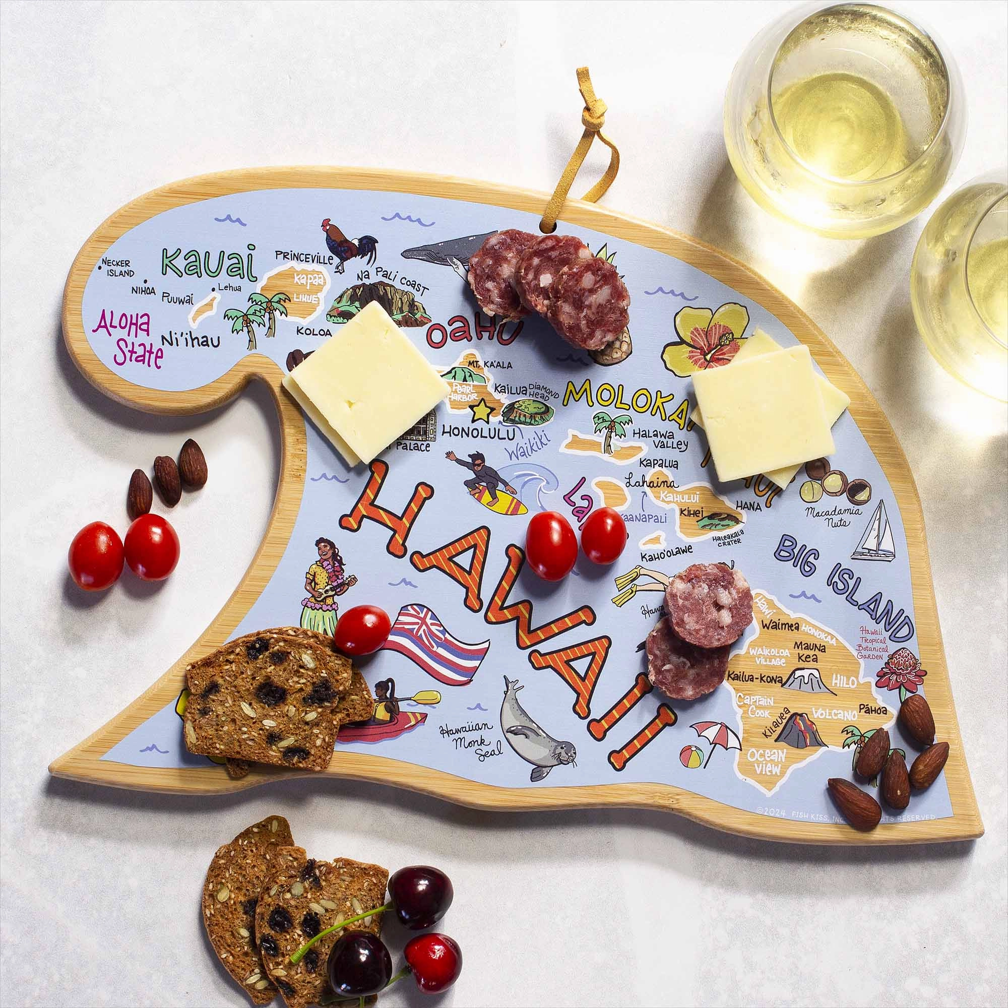 Hawaiian Islands Cutting Board with Artwork by Fish Kiss