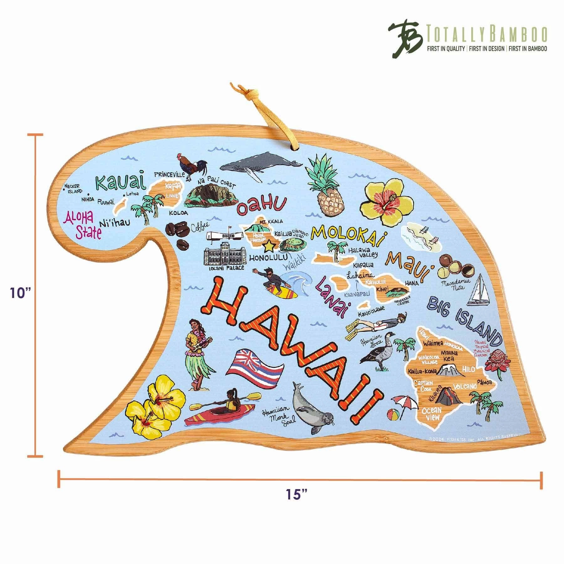 Hawaiian Islands Cutting Board with Artwork by Fish Kiss