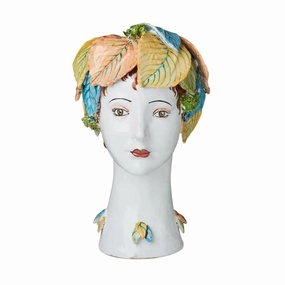 Head Vase With Crown of Leaves vase,flower vase,home decoration