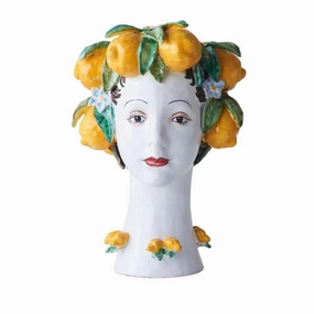 Head Vase With Lemon Crown vase,flower vase,home decoration
