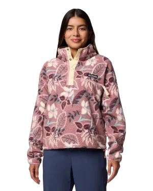 Helvetia II Printed Cropped Half Snap Fleece Jacket in Fig Pasteled Multi