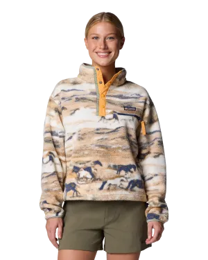 Helvetia II Printed Cropped Half Snap Fleece Jacket in Lemon Wash Roaming