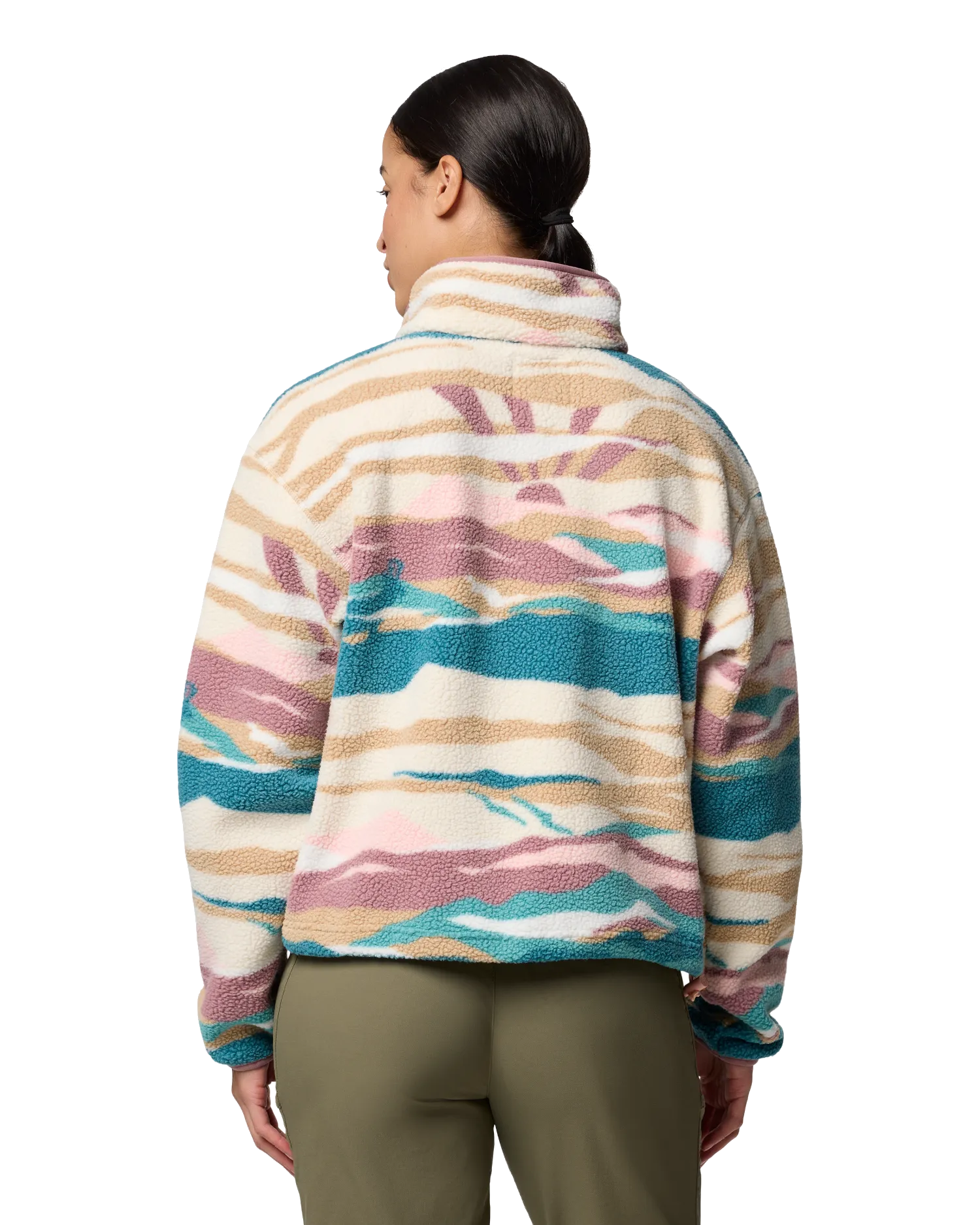 Helvetia II Printed Cropped Half Snap Fleece Jacket in River Blue Rogue Valley