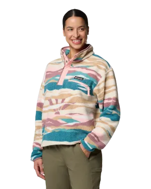 Helvetia II Printed Cropped Half Snap Fleece Jacket in River Blue Rogue Valley