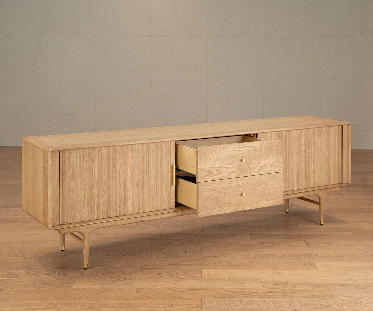 Hendrick 79" Media Stand II  - White Oak
