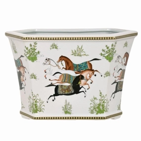Hexagon Horse Porcelain Cachepot vase,flower vase,home decoration