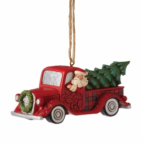 HG Santa Plaid Red Truck Orn figurines,decorative figurines,home accents