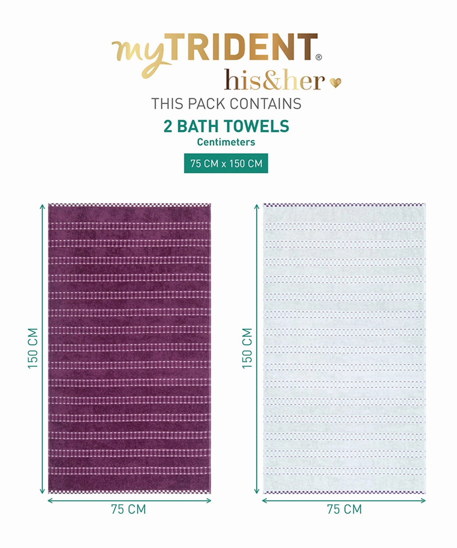 His & Her 2 PC Towel Set, 100% Cotton, 500 GSM, Durable, Super Soft, Adam & Eve