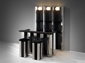 Hollywood Regency Bar Cabinet in the Style of Willy Rizzo storage cabinet,organizer,furniture storage