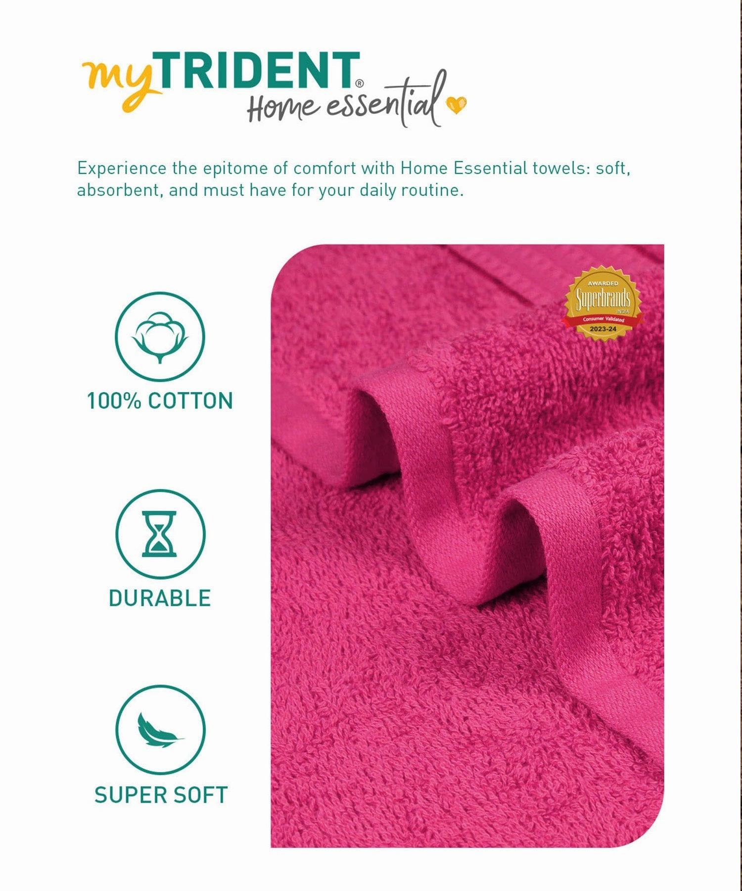 Home Essential Bath Towel,Hot Pink