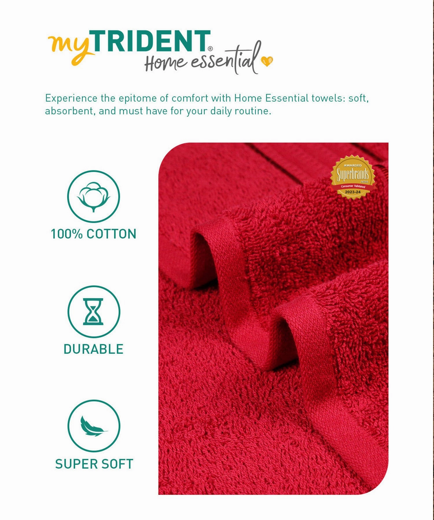 Home Essential Small Bath Towel,Lovely Red