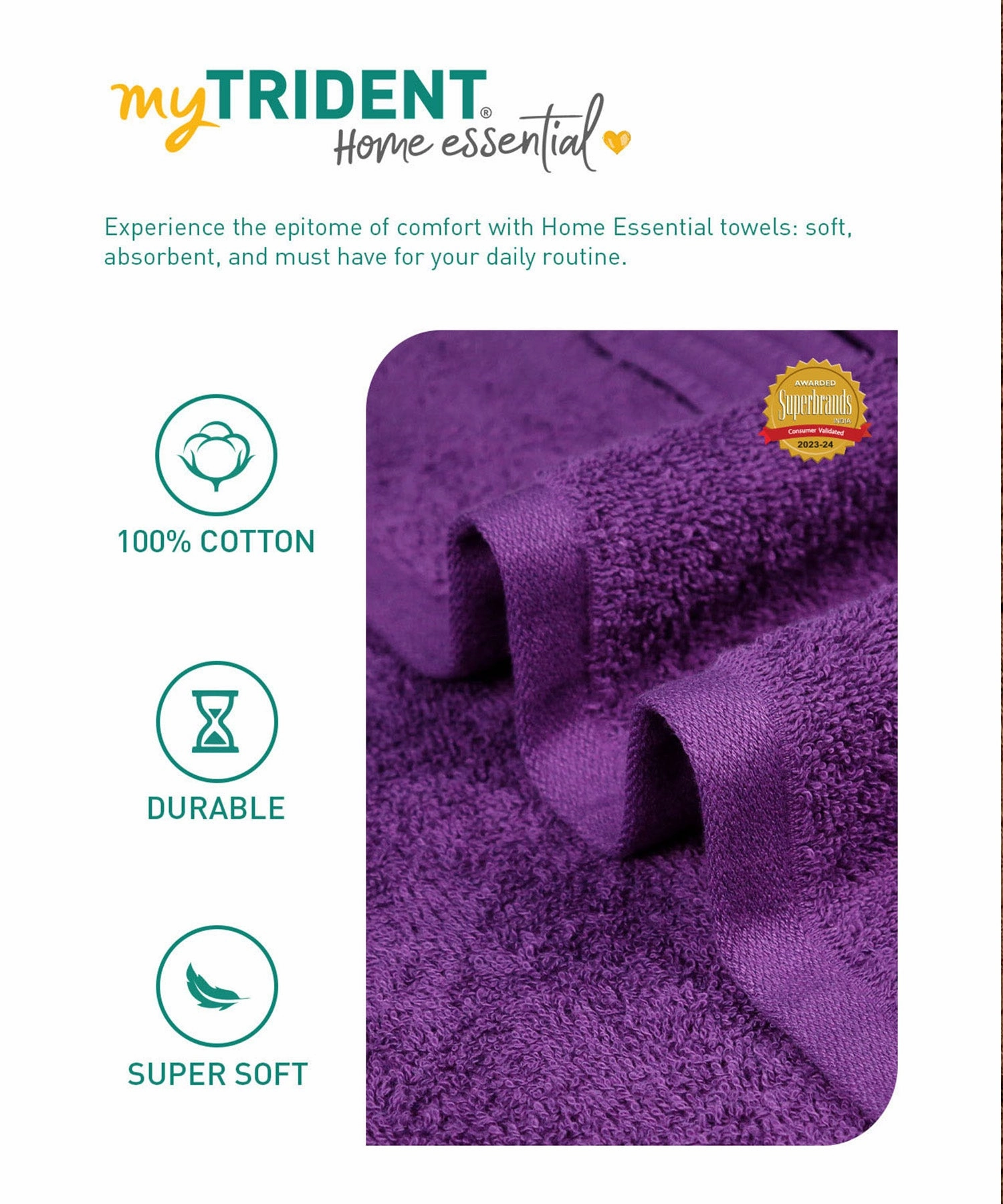 Home Essential Small Bath Towel,Royal Purple