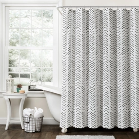 Hygge Modern Arrow Faux Linen Shower Curtain shower curtain,bath curtain,bathroom decor