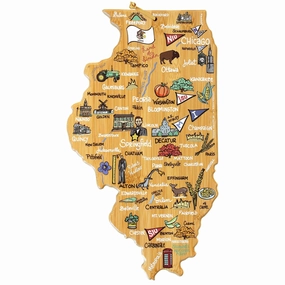 Illinois Cutting Board with Artwork by Fish Kiss cutting board,chopping board,kitchen tools