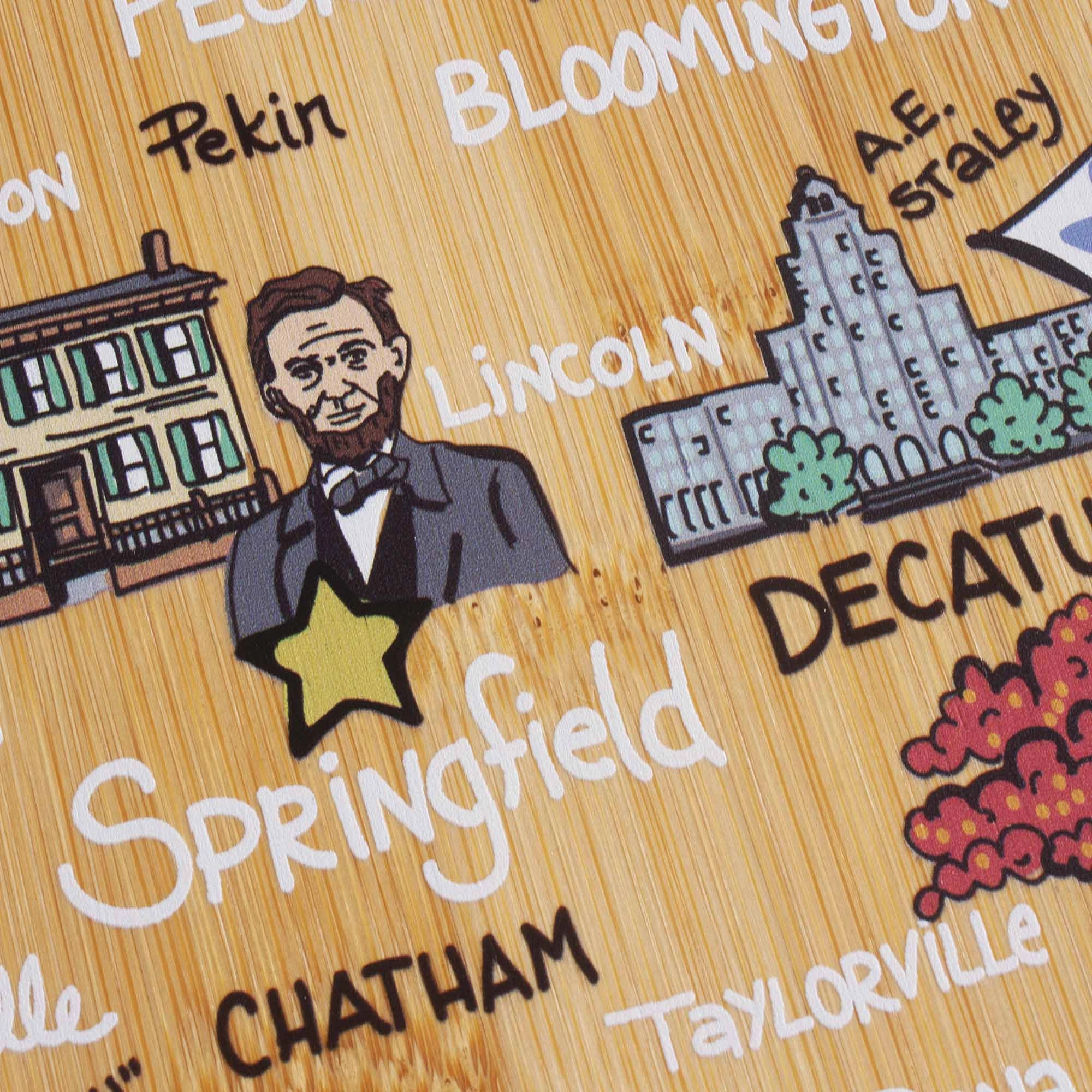 Illinois Cutting Board with Artwork by Fish Kiss