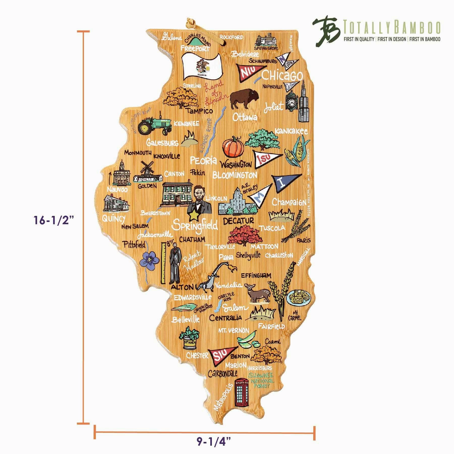 Illinois Cutting Board with Artwork by Fish Kiss