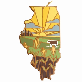 Illinois Cutting Board with Artwork by Summer Stokes cutting board,chopping board,kitchen tools