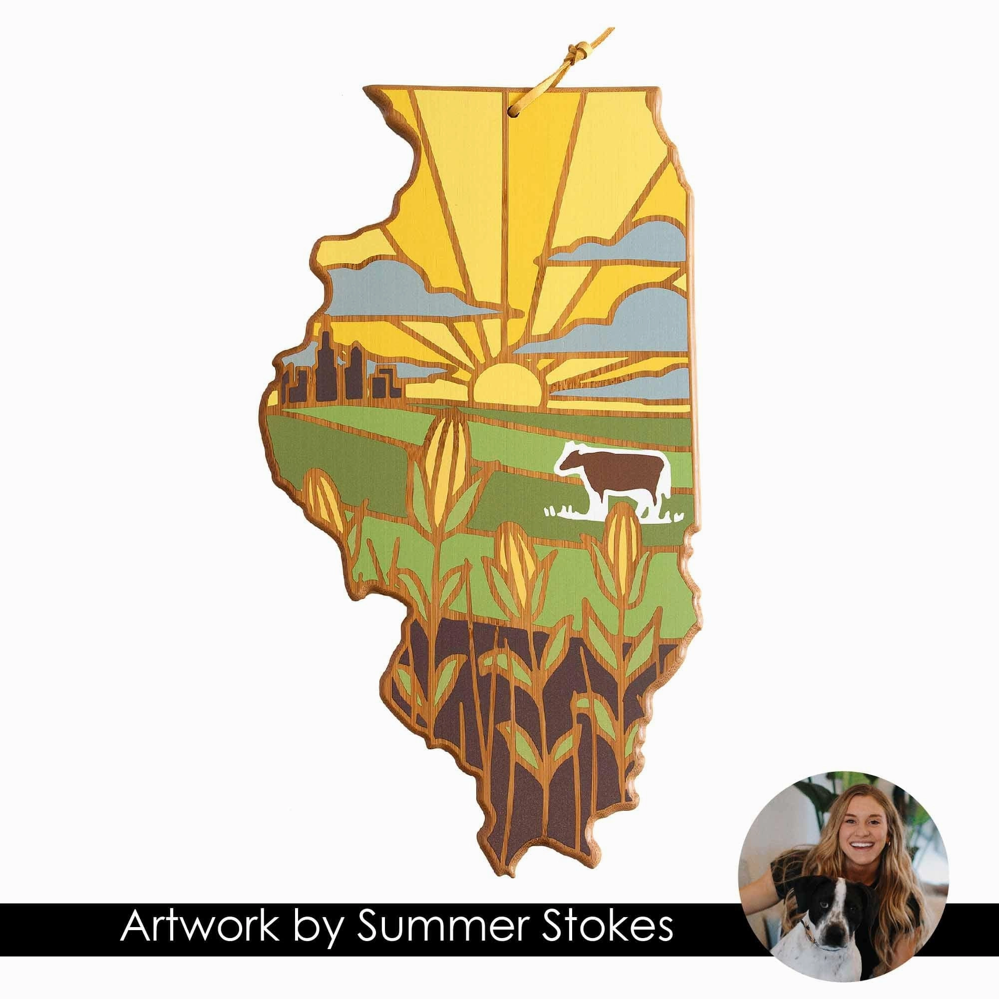 Illinois Cutting Board with Artwork by Summer Stokes