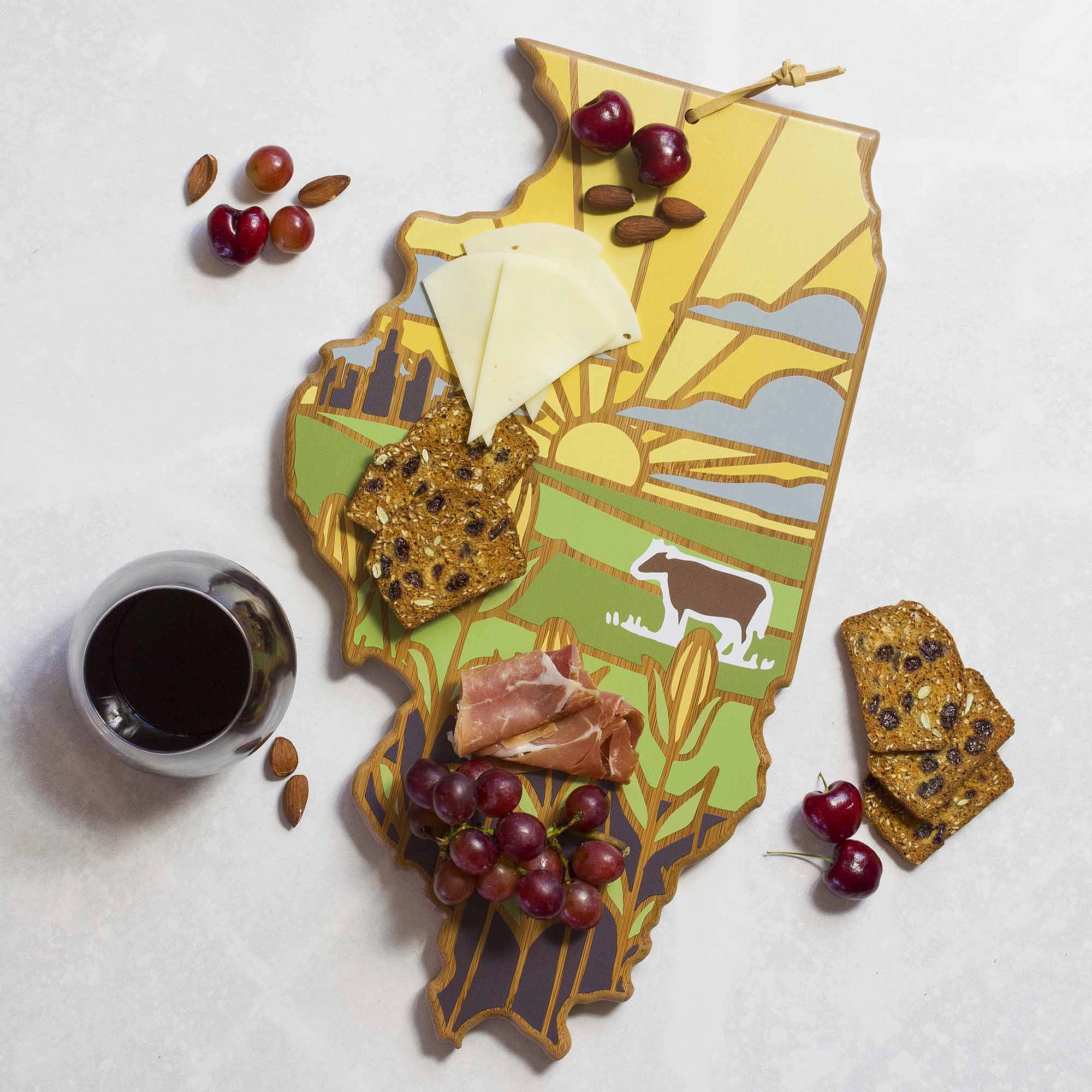 Illinois Cutting Board with Artwork by Summer Stokes