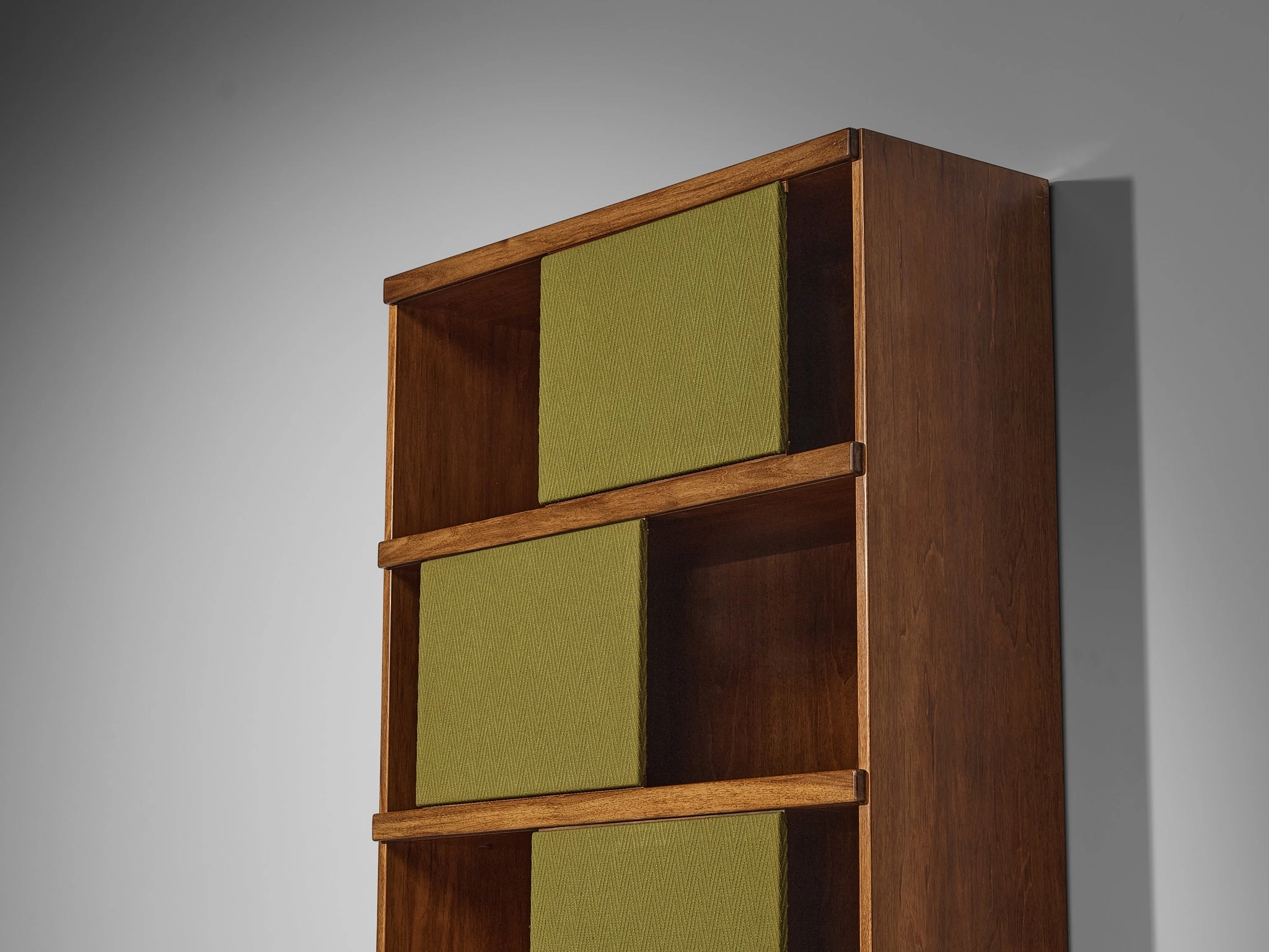 Ilmari Tapiovaara for La Permanente Mobili Cant Bookcases in Walnut