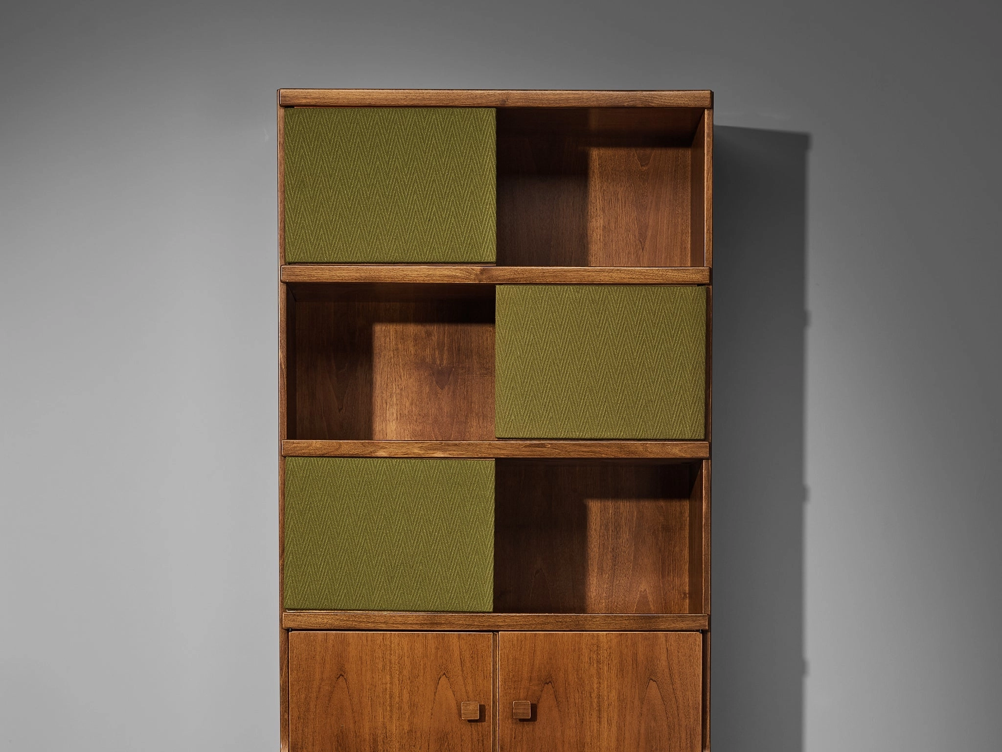 Ilmari Tapiovaara for La Permanente Mobili Cant Bookcases in Walnut