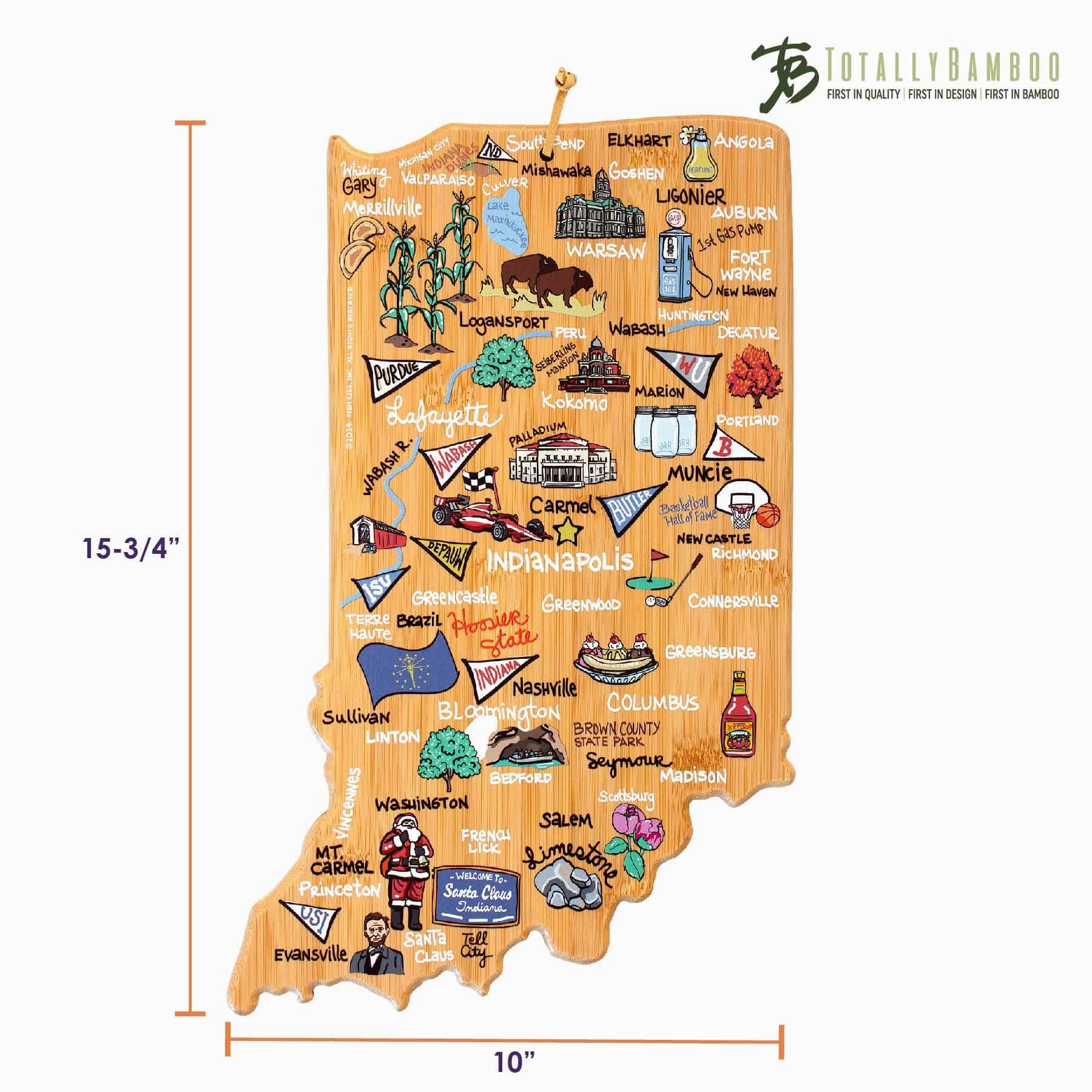 Indiana Cutting Board with Artwork by Fish Kiss